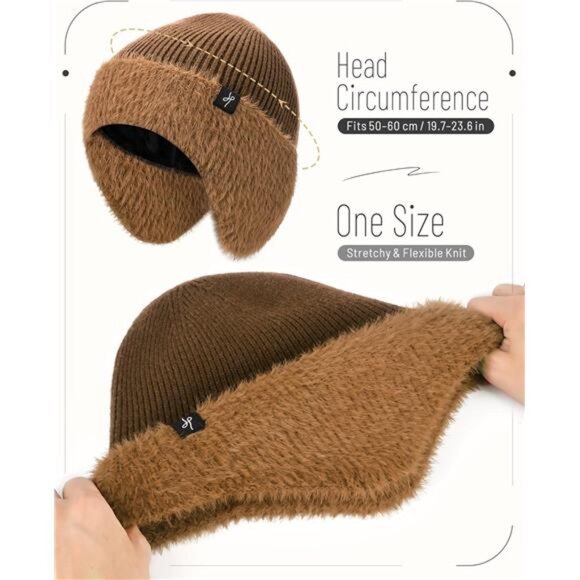 Navy Winter Ear Flap Hat for Kids | SwimZip Unisex Winter Fleece-Lined Beanie with Earflaps Warm Windproof Beanie Hat